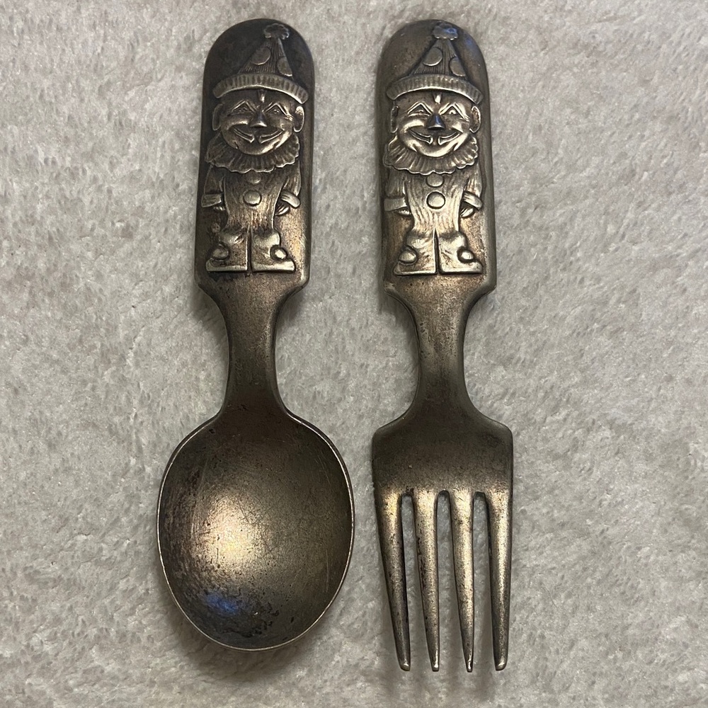 Vintage Fairfield Silverplate Clown Spoon and Fork Set